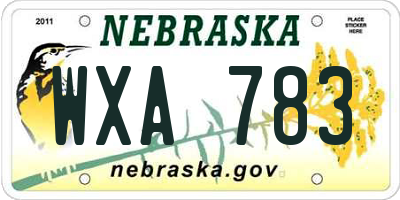 NE license plate WXA783
