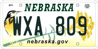 NE license plate WXA809