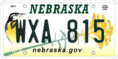 NE license plate WXA815