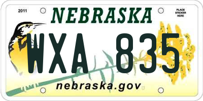 NE license plate WXA835