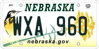 NE license plate WXA960