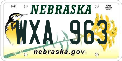 NE license plate WXA963
