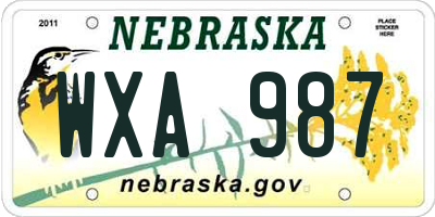 NE license plate WXA987