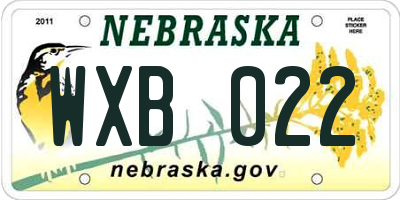 NE license plate WXB022