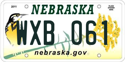 NE license plate WXB061