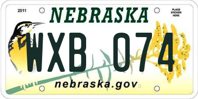 NE license plate WXB074