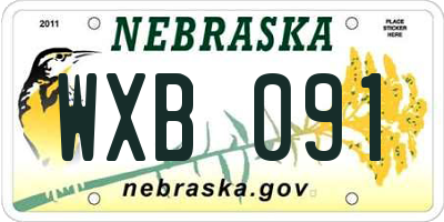 NE license plate WXB091