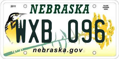 NE license plate WXB096