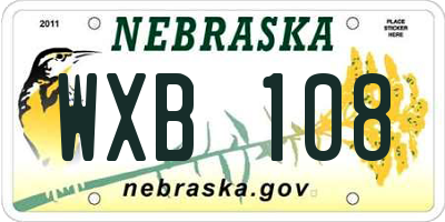 NE license plate WXB108