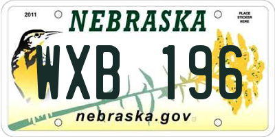 NE license plate WXB196
