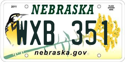NE license plate WXB351