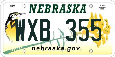 NE license plate WXB355