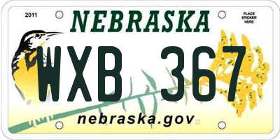 NE license plate WXB367