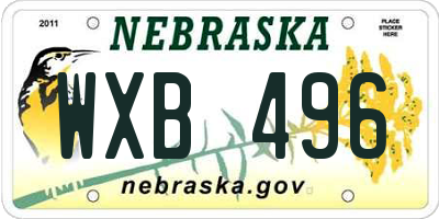 NE license plate WXB496