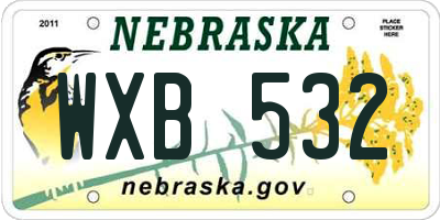 NE license plate WXB532
