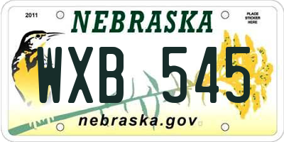 NE license plate WXB545