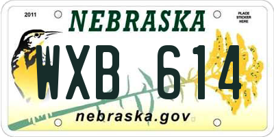NE license plate WXB614