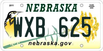 NE license plate WXB625