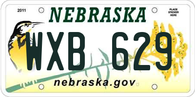 NE license plate WXB629