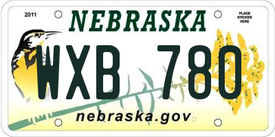 NE license plate WXB780