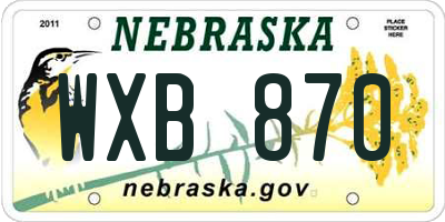 NE license plate WXB870