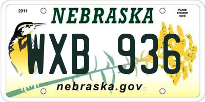 NE license plate WXB936