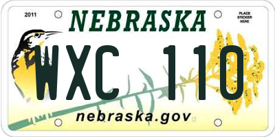 NE license plate WXC110