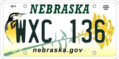 NE license plate WXC136