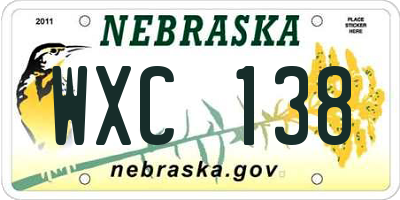 NE license plate WXC138