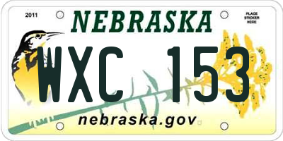 NE license plate WXC153