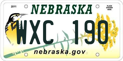 NE license plate WXC190