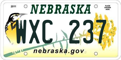 NE license plate WXC237
