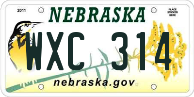 NE license plate WXC314