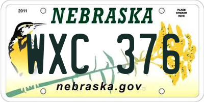 NE license plate WXC376