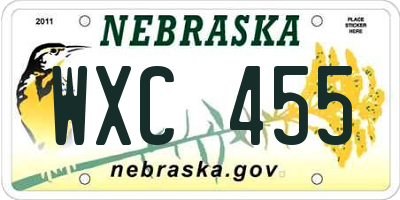 NE license plate WXC455