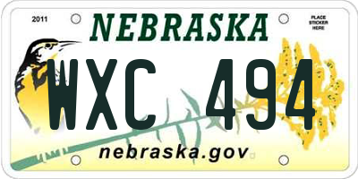 NE license plate WXC494