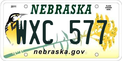 NE license plate WXC577