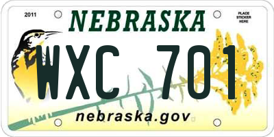 NE license plate WXC701