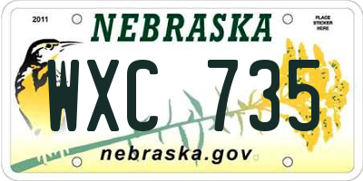 NE license plate WXC735