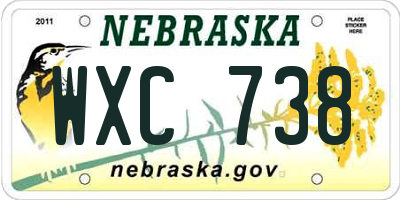 NE license plate WXC738