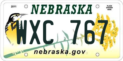 NE license plate WXC767