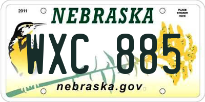 NE license plate WXC885