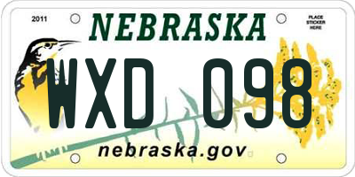 NE license plate WXD098
