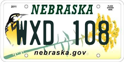 NE license plate WXD108
