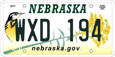 NE license plate WXD194