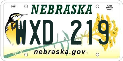 NE license plate WXD219
