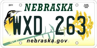 NE license plate WXD263