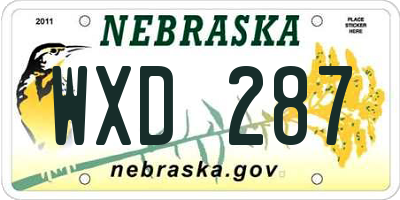 NE license plate WXD287