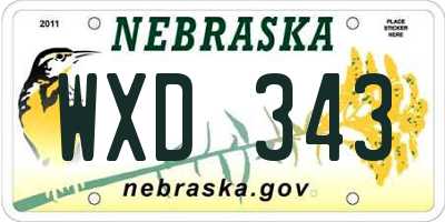 NE license plate WXD343