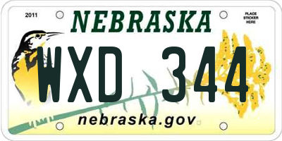 NE license plate WXD344